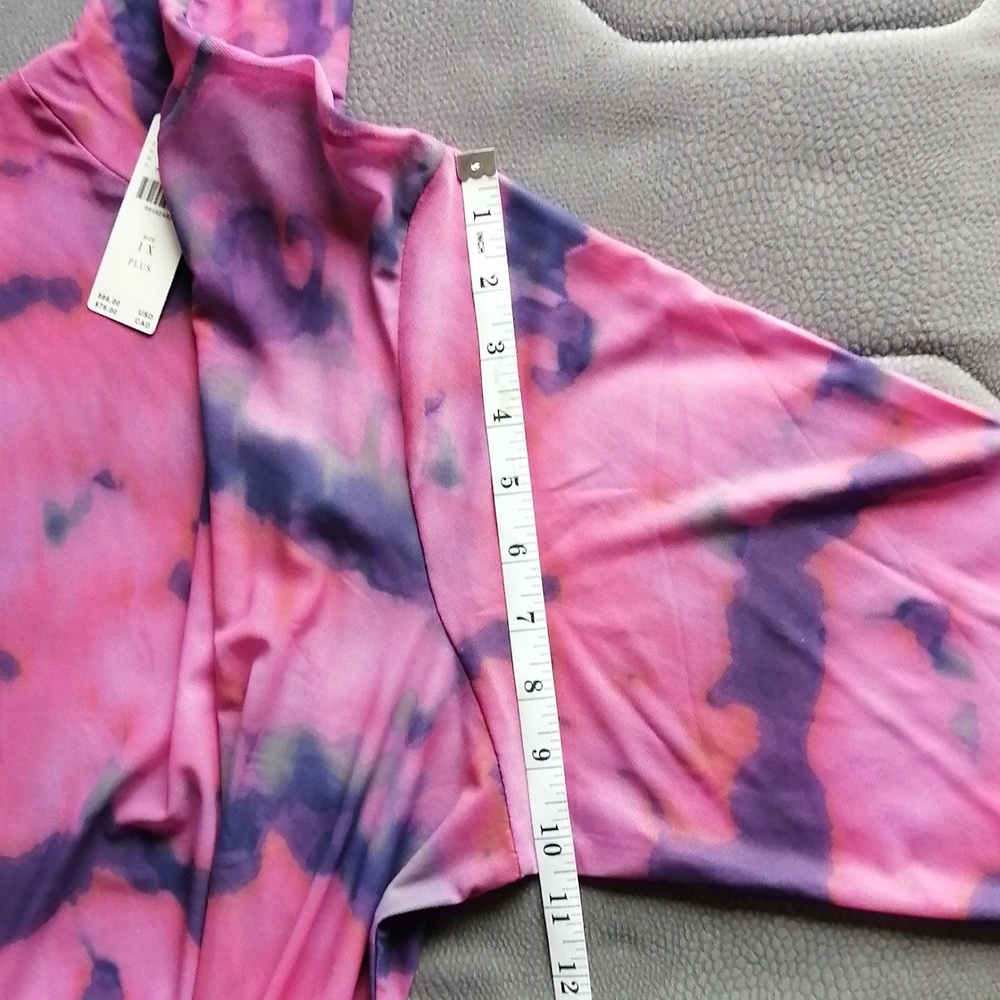 NWT Anthropologie Mesh Turtleneck Mockneck Top Long Sleeve Pink and Purple - Picture 11 of 16